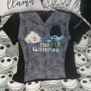 Dreamworks Trolls Black and Gray Srub  Top